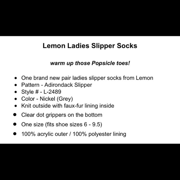 NWT BUNDLE LEMON Gray Socks/Slippers (3 pairs) - Picture 7 of 8